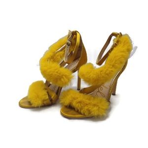 adelle faux fur heeled sandal